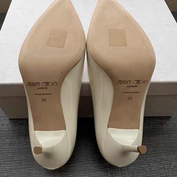 Jimmy Choo Patent Leather Pointy Toe Pumps, size 6 (IT 36), Ivory White - Picture 2 of 4